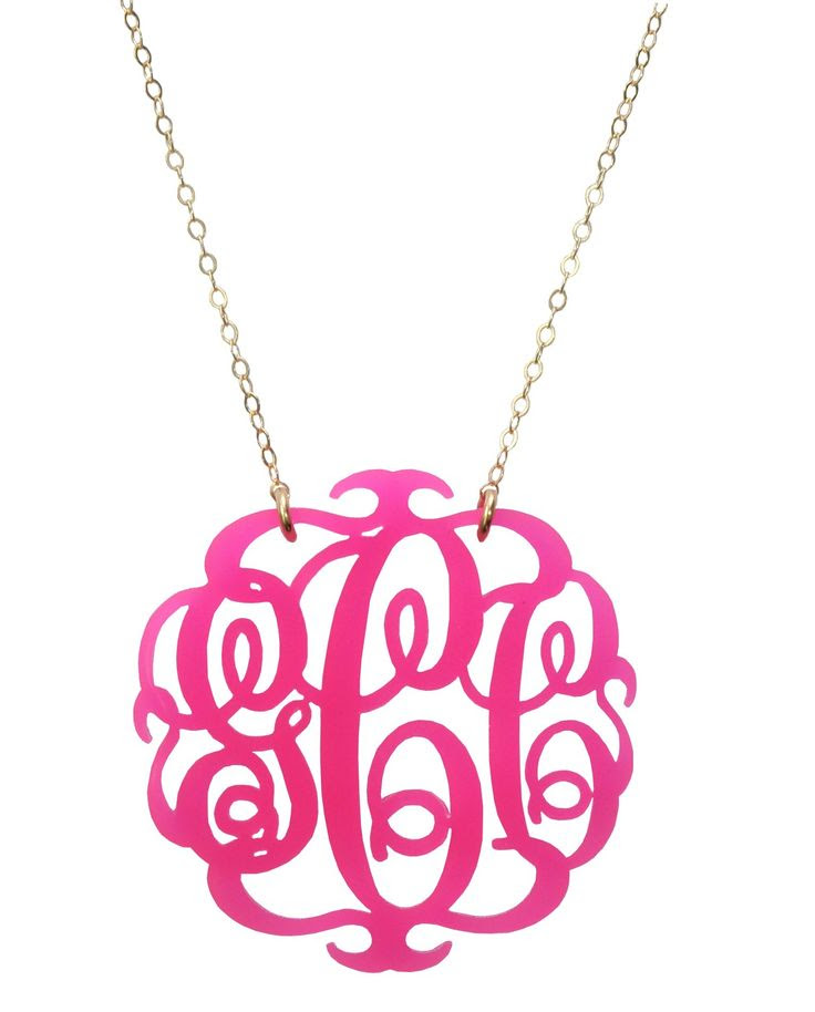Acrylic Script Monogram Necklace by Moon and Lola | Charm & Chain