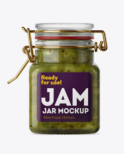 Download 100ml Glass Kiwi Jam Jar W Clamp Lid Mockup Jar Mockups PSD Mockup Templates
