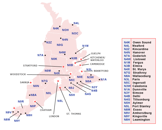 Canada Postal Code Map Ontario ARQUIRURGICA