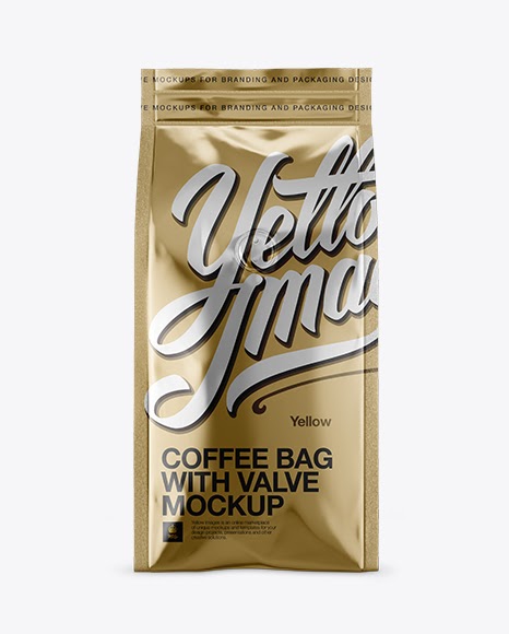 Download Metallic Coffee Bag With Valve Mockup - Front View ...