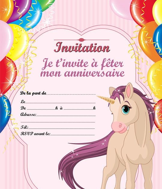 Carte Anniversaire Licorne à Imprimer Carte Invitation Anniversaire Licorne Gratuite - veronique