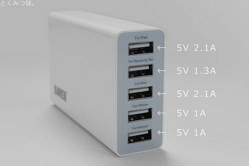 Anker 5ポート USB急速充電器　ACアダプタ