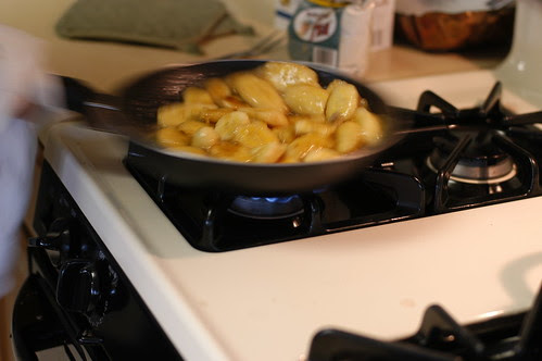 sauteeing bananas for pie