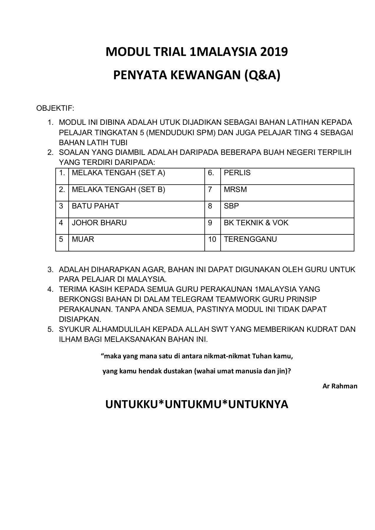 Format Penyata Kedudukan Kewangan  kamsyct