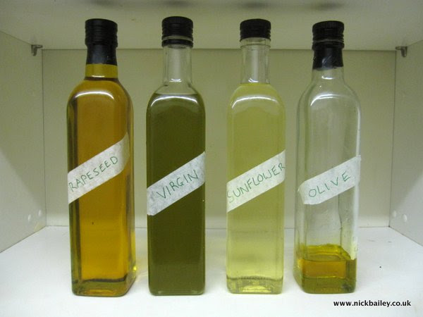 Aldi Rapeseed Oil bottles. © Nick Bailey