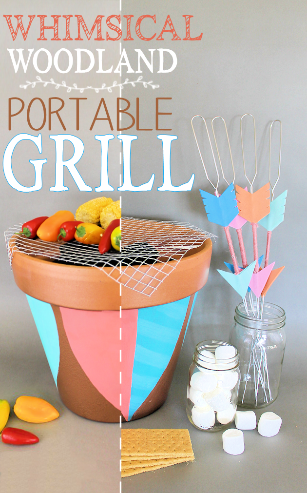 Make your summer sensational with this stunning DIY portable grill and skewer set! An inexpensive whimsical addition to your backyard barbecue. 