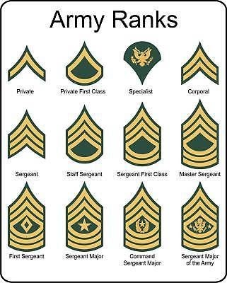 Ranks In The Army Printable Chart For Kids - Tedy Printable Activities