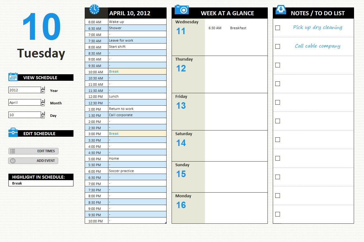 Microsoft Excel Daily Planner Template from lh5.googleusercontent.com