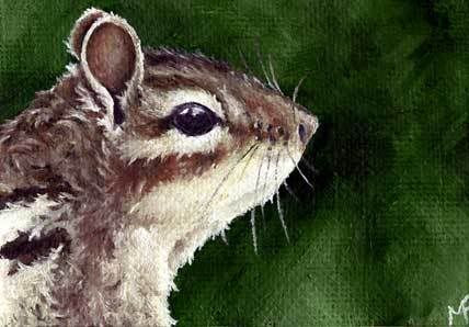 chipmunk oil painting