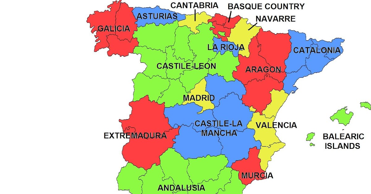Regioner I Spanien Karta | Karta Mellersta