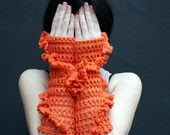 Hand crochet fingerless gloves - arm warmers - orange - neon black friday etsy - KnitAndWedding Hand crochet fingerless gloves - arm warmers - orange - neon black friday etsy - KnitAndWedding