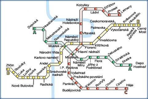 Map in subway english prague Prague Tram