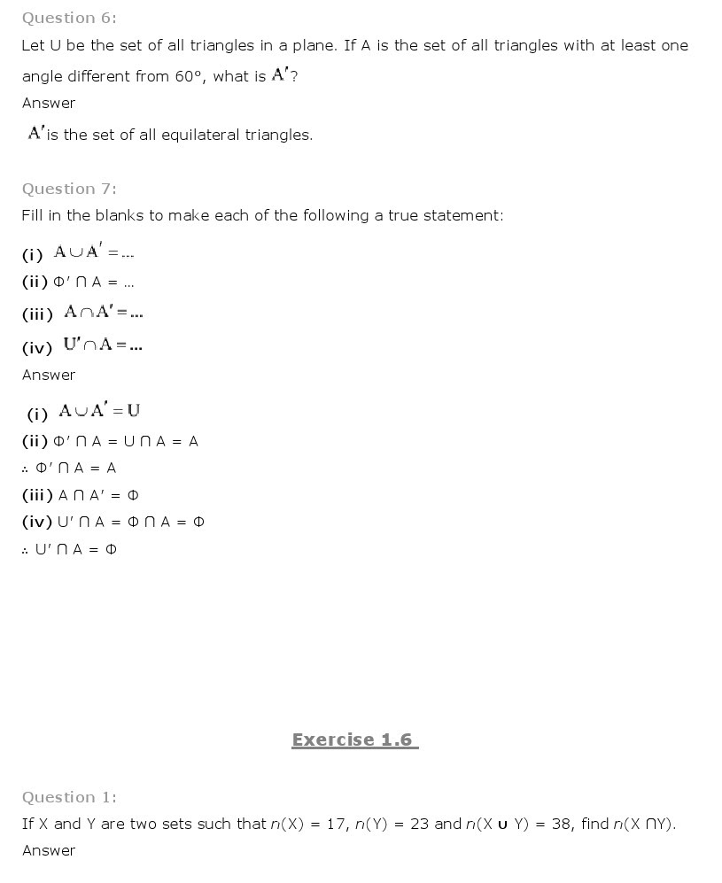 NCERT Solutions for Class 11th Maths Chapter 1 - Sets