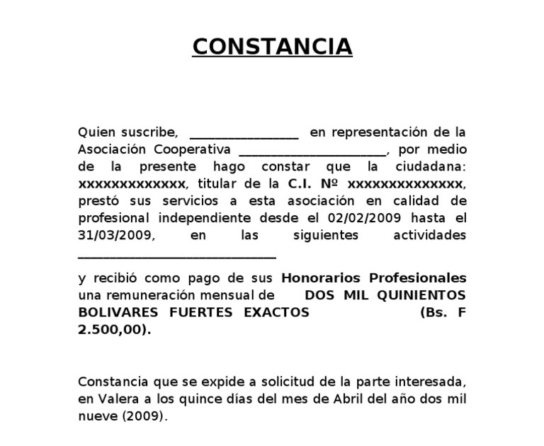 Modelo De Constancia De Pago De Dinero Noticias Modelo