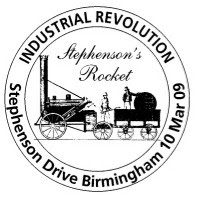 Postmark showing George Stephenson's 'Rocket'.
