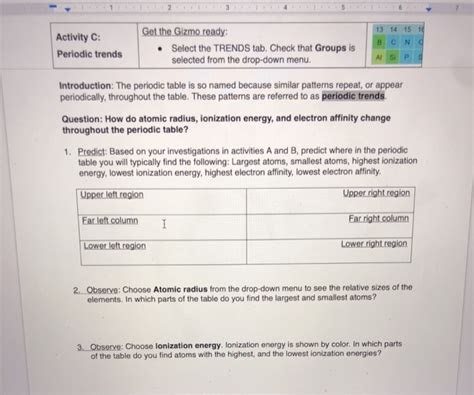 Student Exploration Periodic Trends Gizmo Answer Key Activity B