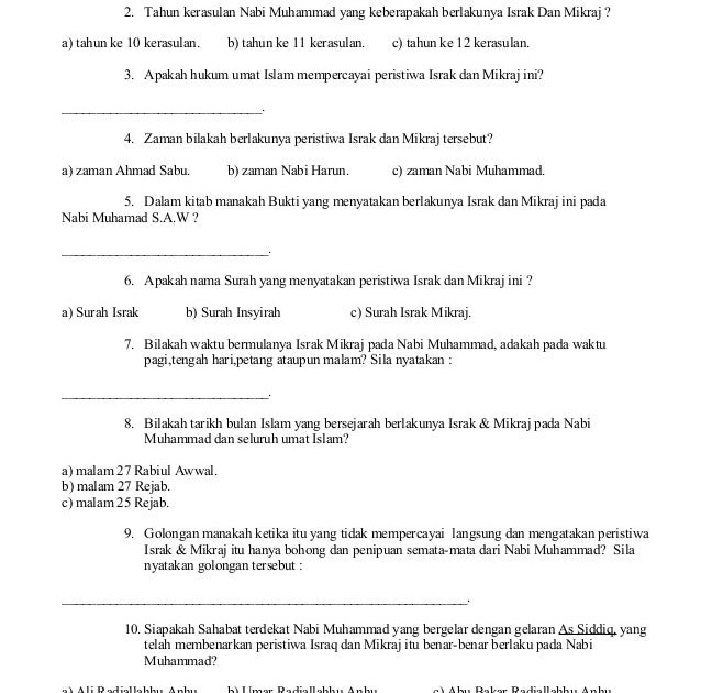 Contoh Soalan Kuiz Maal Hijrah Sekolah Rendah  Helowini