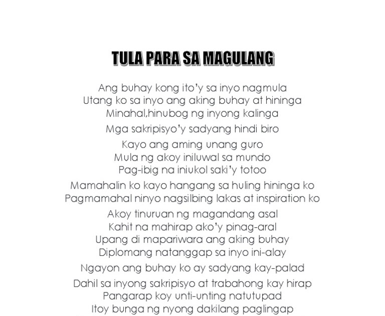 Tula Para Sa Magulang English | My XXX Hot Girl