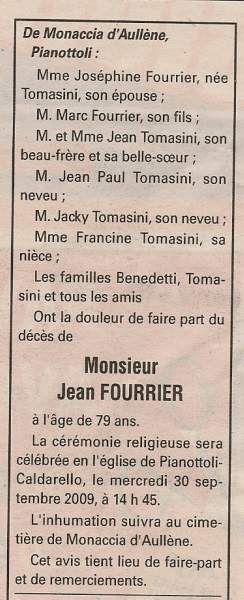 Décès Fourrier Jean