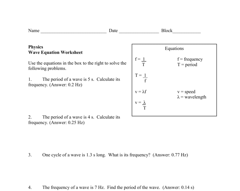 35 Physical Science Wave Calculations Worksheet Answers - Notutahituq