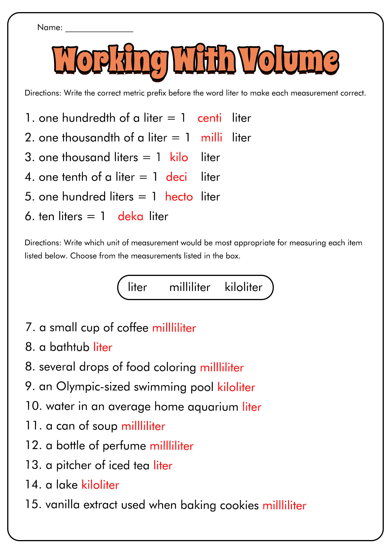 the importance of units worksheet answers