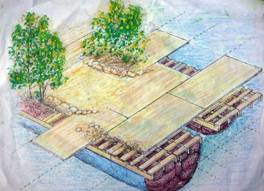 green design, eco design, sustainable design, Scott Mader, Rishi Sowa, Joysxee, garbage island, eco-island, wave powered washing machine, solar panels, solar power, man-made island, Isla Mujeres, floating island, artificial island, plastic bottles