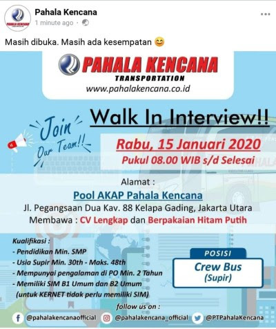 Lowongan Kerja Kernet Bus Akap Like And Share