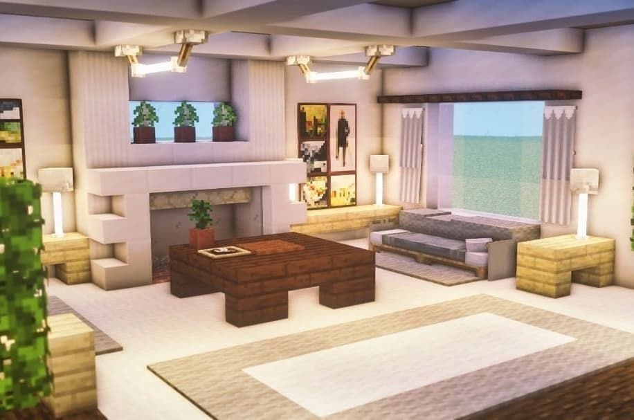 fancy living room in minecraft