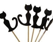 24 Black Cat Party Picks, Food Picks, Cupcake Toppers, Toothpicks - red, green, blue - No812 - BelowBlink 24 Black Cat Party Picks, Food Picks, Cupcake Toppers, Toothpicks - red, green, blue - No812 - BelowBlink