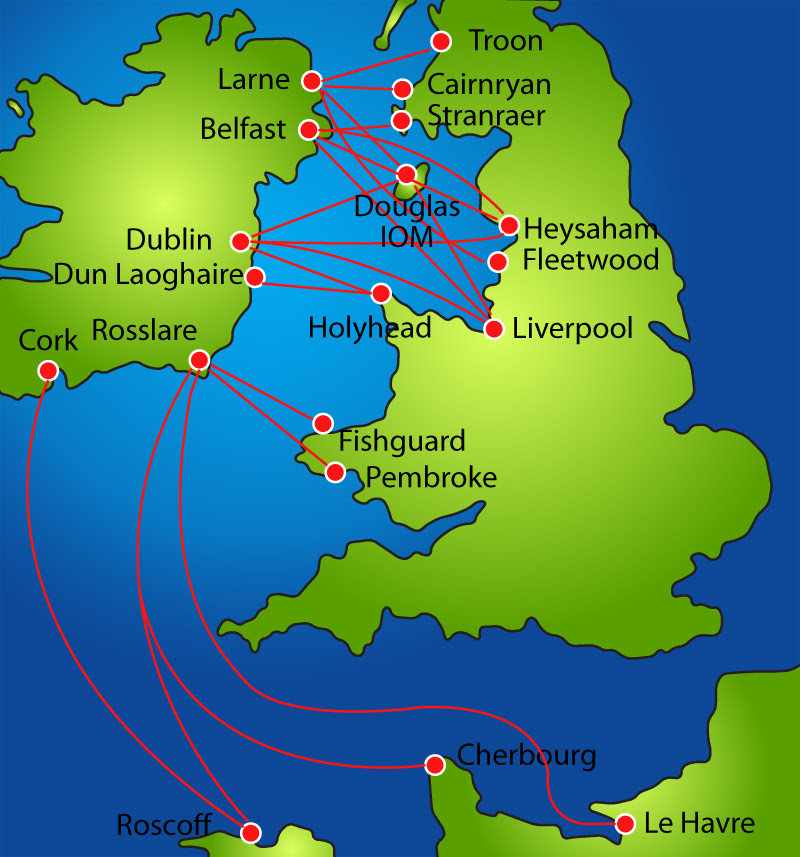 Map Uk France Ferry Routes Direct Map
