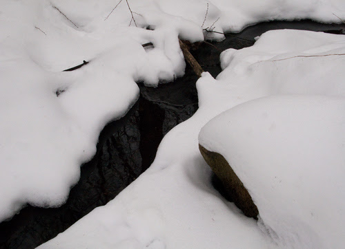 flowing water, snow