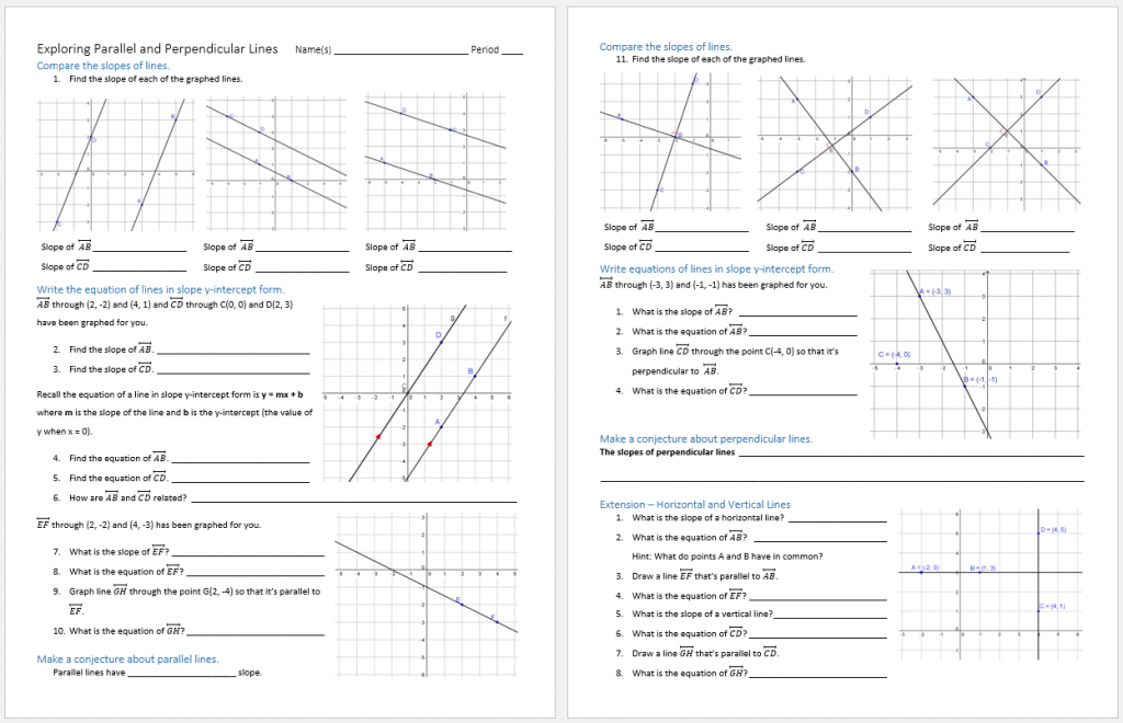 29 Slopes Of Parallel And Perpendicular Lines Worksheet Answers
