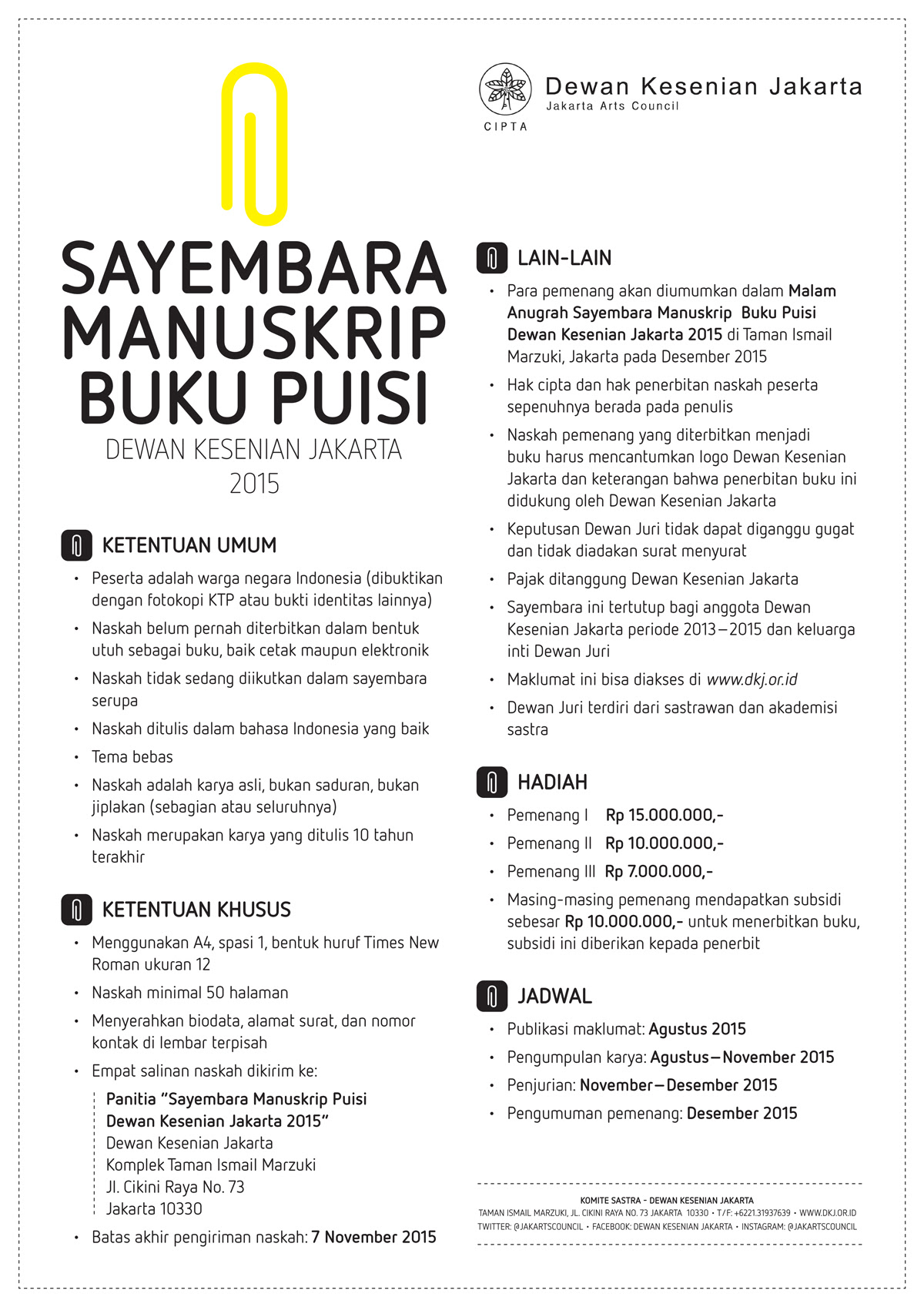Free Gambar Sayembara Manuskrip Buku Puisi Dewan Kesenian Jakarta Mantap Dewan Terkeren by Cikimm