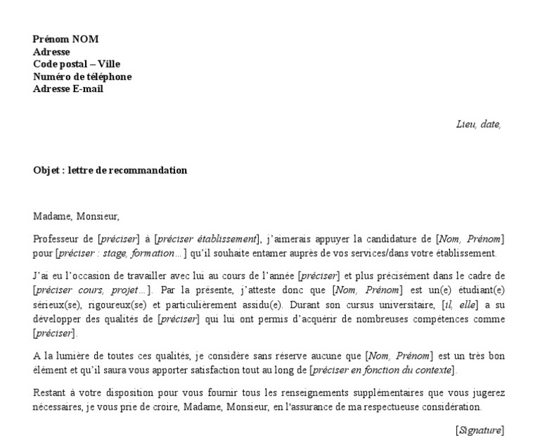 recommandation lettre retraite