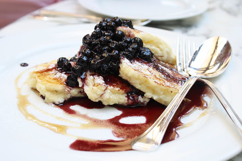 Ricotta Hotcakes with Blueberry Compote