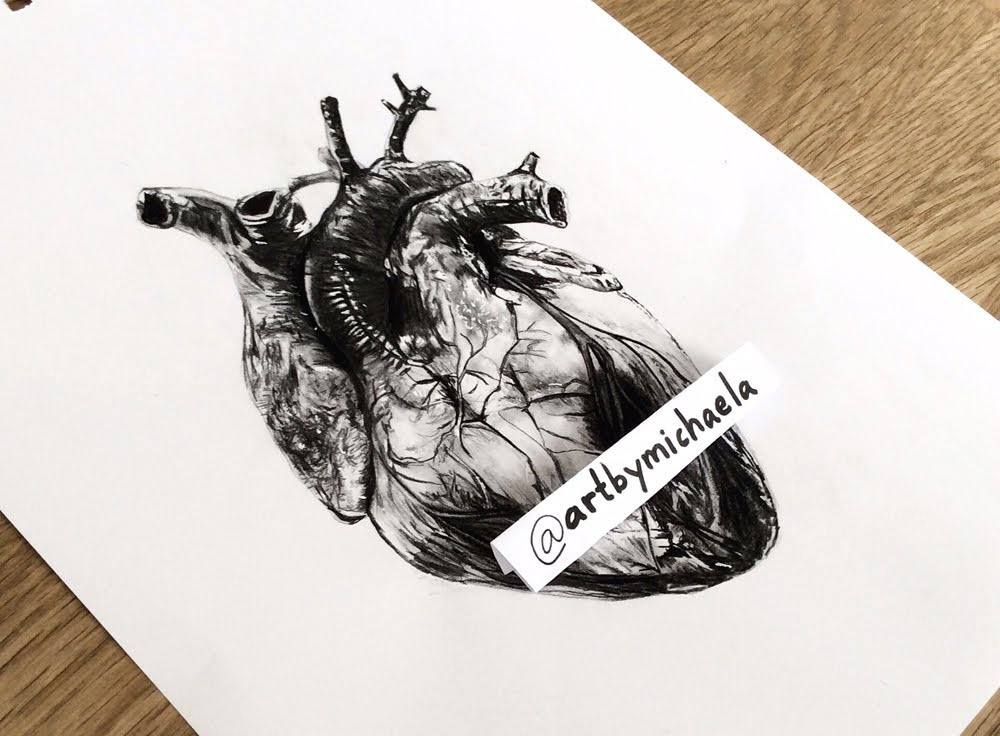 Realistic Heart Drawing With Flowers