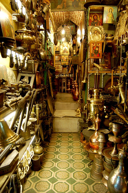 A shop teeming with brass and copper, at the Grand Bazaar