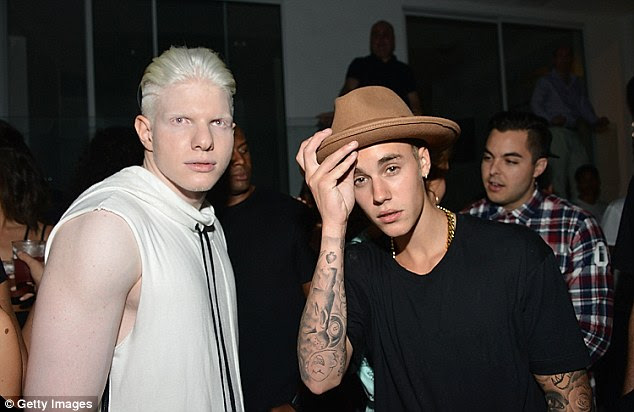 Guests: Justin Bieber (right) was among the guests at the VMA Pre-Party hosted by Brown