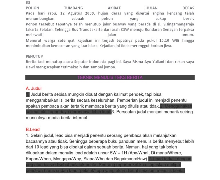 Contoh Teks Reporter Bahasa Inggris