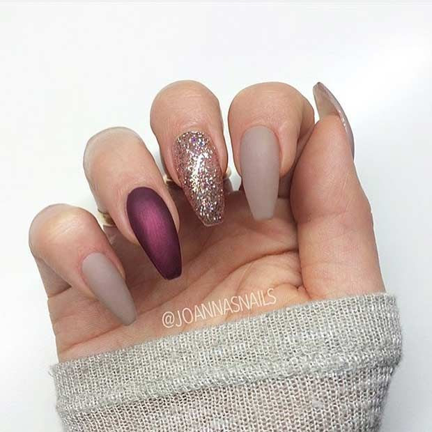 Nail Designs With Burgundy And Gold Attractive Nail Design