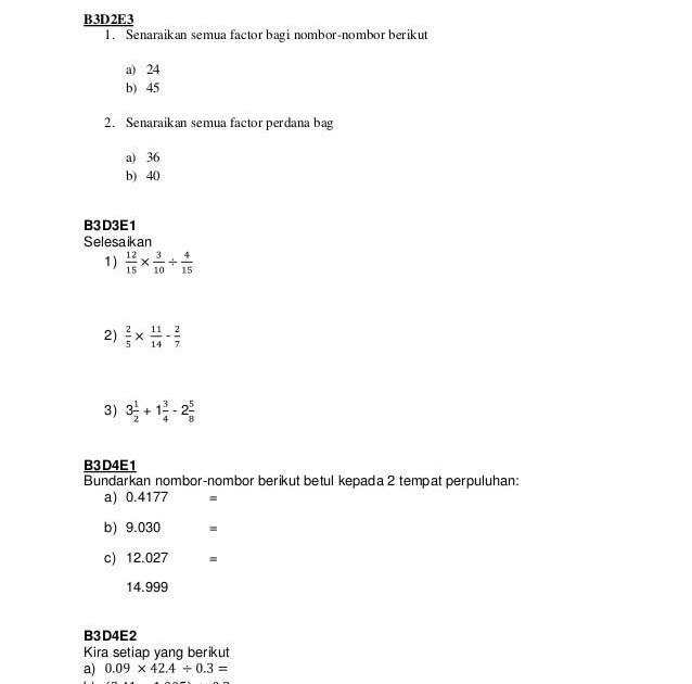 Contoh Soalan Nisbah Tingkatan 1