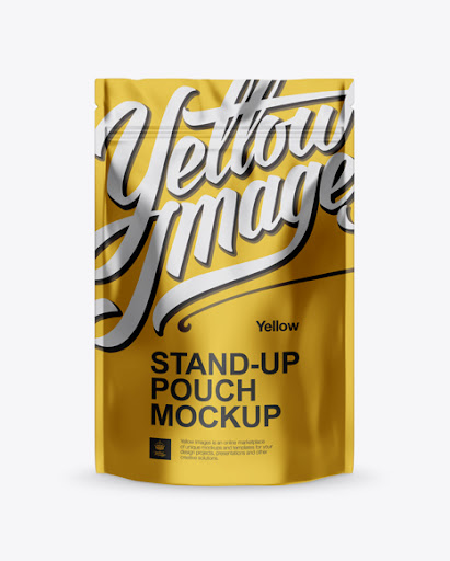 Download Metallic Stand Up Pouch Psd Mockup Front View PSD Mockup Templates