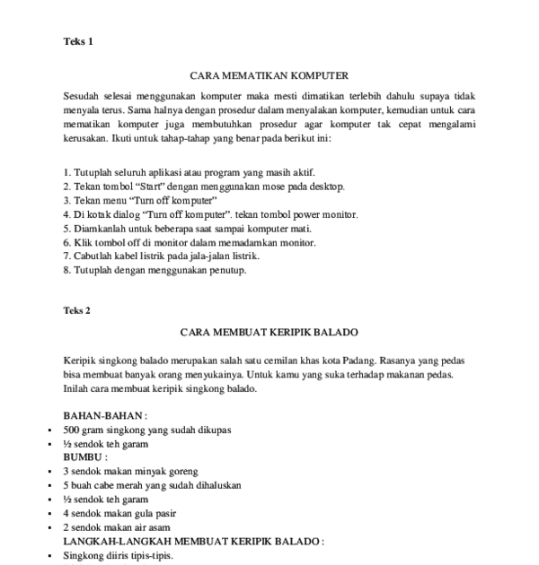 Contoh Teks Prosedur Cara Membuat Makanan Berbagai Teks Penting