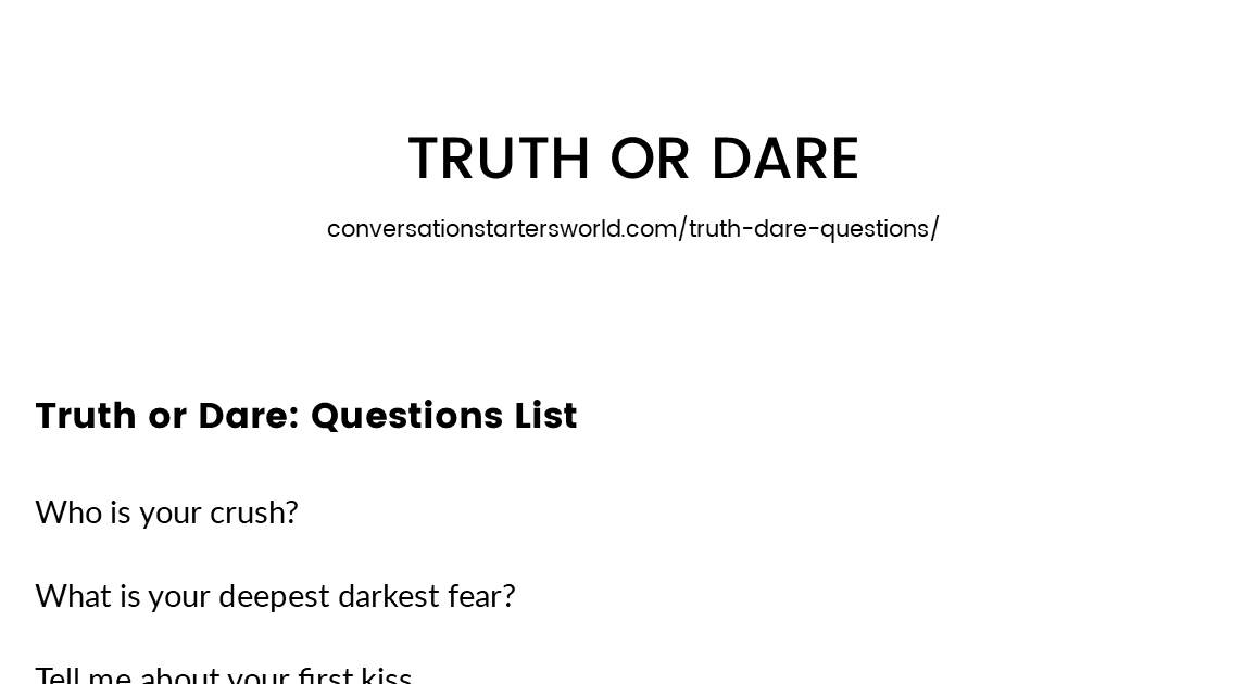 Best Truth Or Dare Questions To Ask A Girl Girlwalls