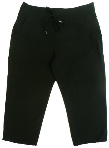 Women Casuals Pants: Green Tea Womens Fleece Capri Pants (Black, XXL)