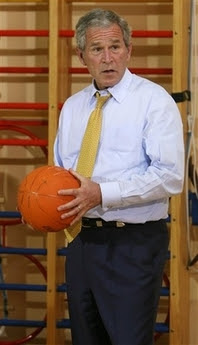 Bush & the basketball game of doom, 6.16.08 1