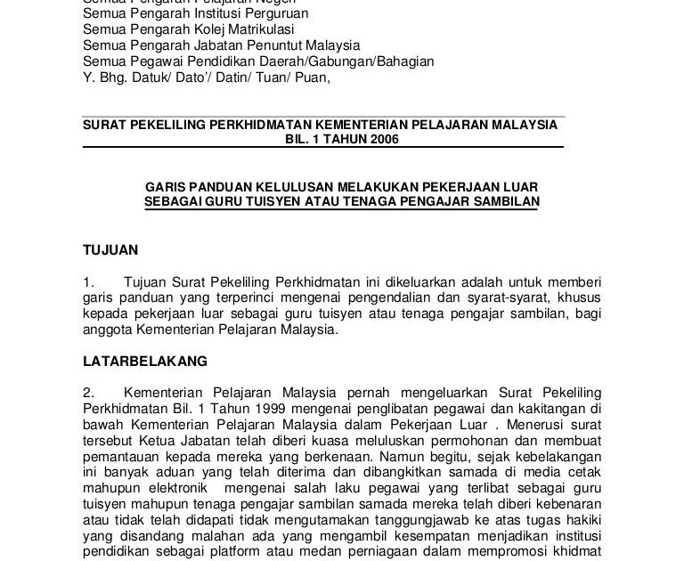 Surat Rasmi Permohonan Sambung Kontrak - Kecemasan w