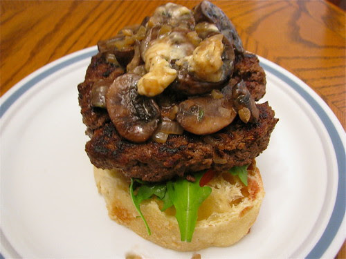 Open Face Blue Moon Burgers with 'Shrooms