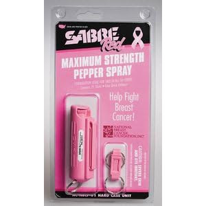 SABRE RED Compact Pepper Spray with Pink Key Case