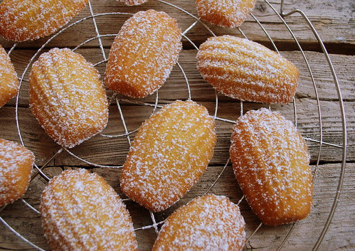 Madeleines dusted